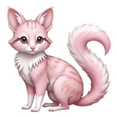 Pastel Pink, white-pointed, soft natural realistic romantic vintage antique divine beautiful elegant pretty precious cute young youthful  Fakémon-Pokémon-opossum-feline-mouse-serval-caracal-chinchilla-Minccino-Cinccino-Meowstic-rodent-hybrid-creature with a big fluffy bushy tail (full body) sticker
