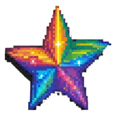 pixel rainbow star sticker
