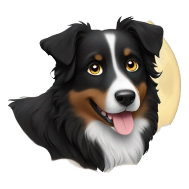 Small black australian shepherd dog with moon and stars  sticker
