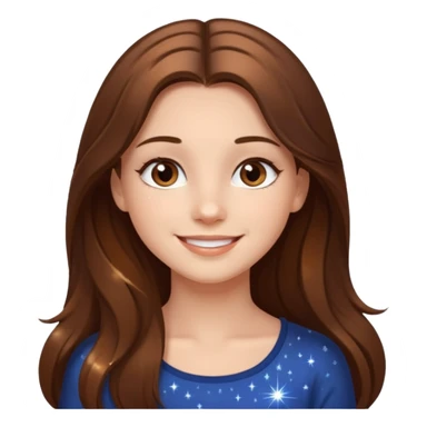 beautiful girl with long and brown hair and brown eyes with sparkles by herside sticker
