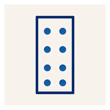 Remove any clouds from the image. Make the inside of the blue vertical rectangle white. Arrange the six blue dots in a 2x3 grid inside the rectangle. Maintain the original style and colors otherwise. sticker