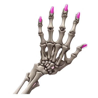 Pretty skeleton 5 fingers hand with pink nails manicure girly design but stylish minimalistic sticker