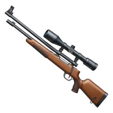 deer hunting bolt action rifle with a scope mounted to the top of the gun barrel and a sling attached properly to the underside of the gun sticker