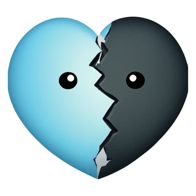 Broken heart having colour half part lightblue and other half part black with black border and light blue background  sticker