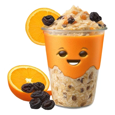 carrot raisin overnight oats with orange slice topping sticker