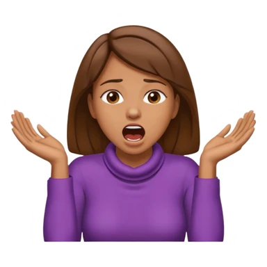 the woman emoji with brown hair and tan skin choking herself out with both hands on her neck with her mouth open sticker