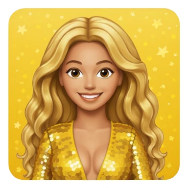 Beyonce from Destiny's Child with long golden blonde hair, yellow sequin outfit sticker