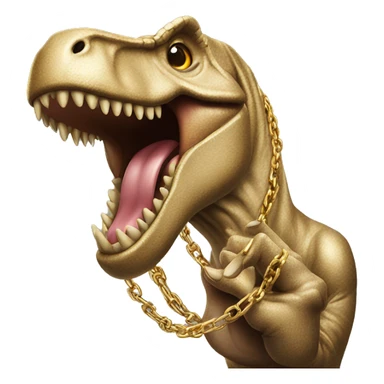 Trex wearing a gold chain holding up the middle finger  sticker