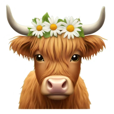 Highland cow with a flower headband sticker
