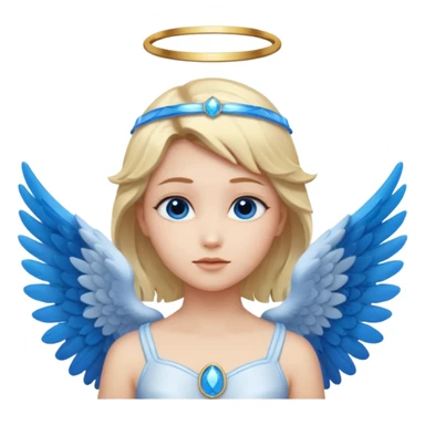 anime style angel with a blue halo and blue wings sticker