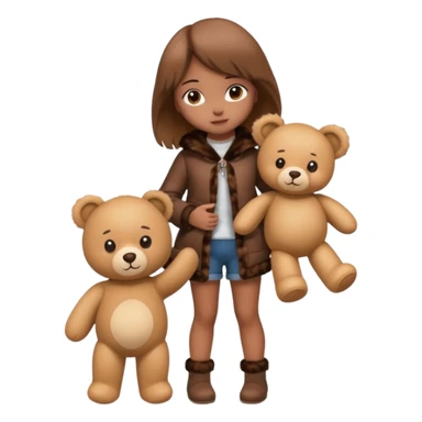 a full body of girl kid wearing fur clothing, playing teddy bear



















 sticker