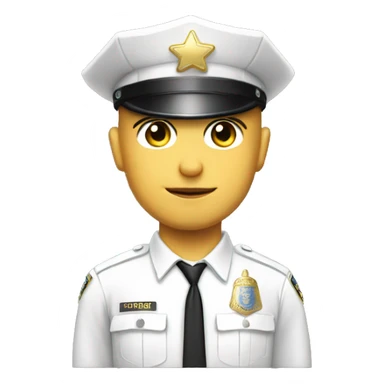 A WHITE Police man bald with cap with Big ANGEL WINGS sticker