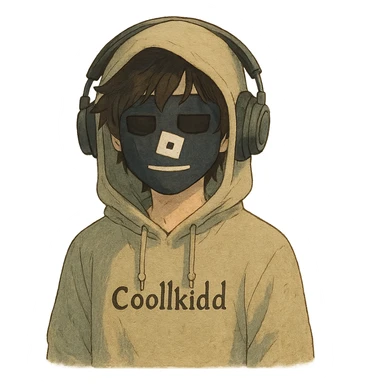 C00lkidd, Roblox hacker, with a mysterious aura, ghibli-inspired style sticker
