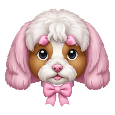 Coquette white cavoodle wearing light pink coquette bows  sticker