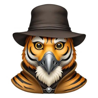 Tiger plague doctor with mask and hat sticker
