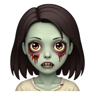 Black eyes, deep brown hair zombie girl sticker