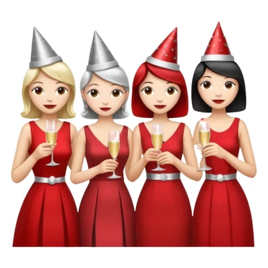 listening party people who only wearing red and silver dress code sticker