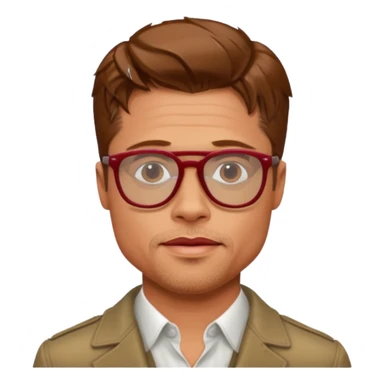 Brad Pitt, wearing dark red glasses sticker