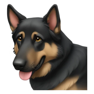Black german shepherd with tan eyebrows and hearts sticker
