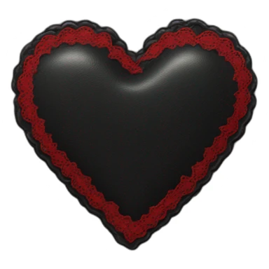 Black leather heart with red lace border sticker