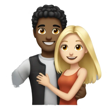 Blonde girl happy and celebrated with boyfriend with black hair  sticker
