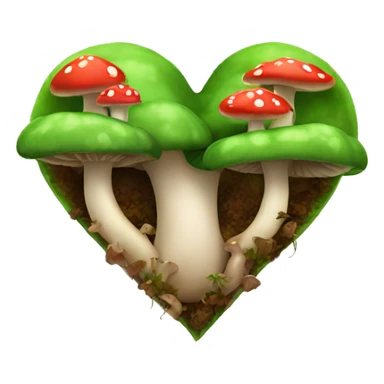 Heart with mushrooms growing out of it  sticker