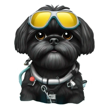 Black Shih tzu as scuba diver sticker