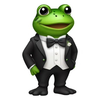 Green toad in a tuxedo  sticker
