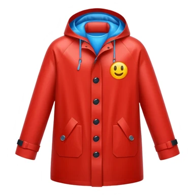 red raincoat, just rain coat, negative: object. sticker