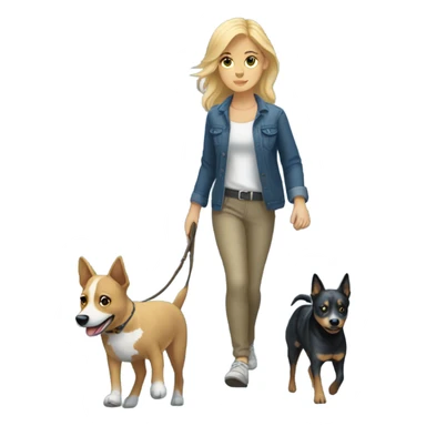 Blonde girl walking a blue heeler sticker