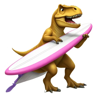 t. rex on a surfboard with a tutu on sticker