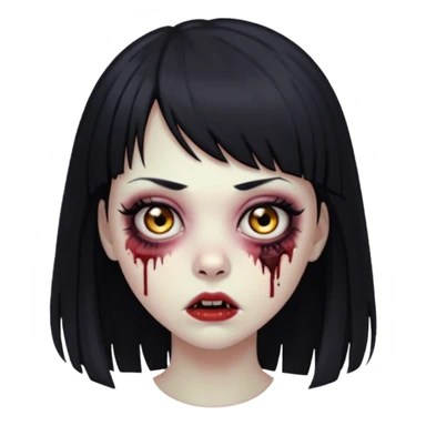 black haired zombie girl with bangs and eyeliner sticker