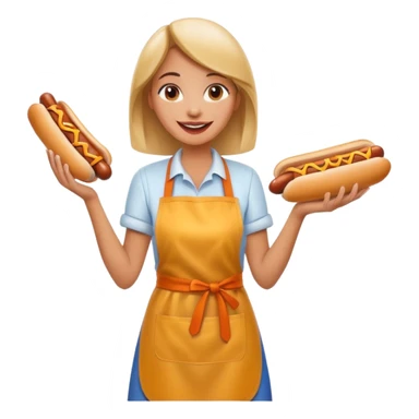 A cheerful woman selling hotdogs sticker