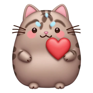 sad pusheen red heard sticker