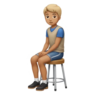 a person sitting on stool moving full backward head. sticker