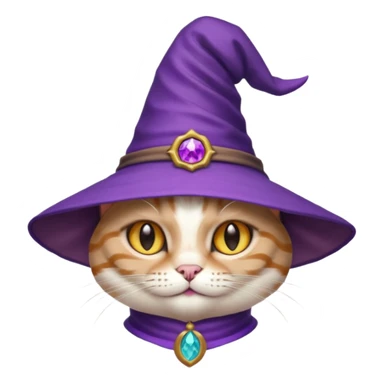 half cat wear purple wicth hat sticker