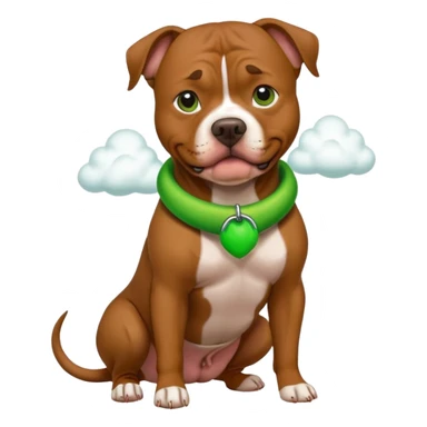 brown pit bull dog with green burp cloud  sticker