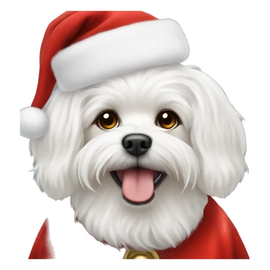  white maltese dog and Santa Claus  sticker