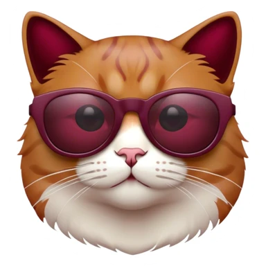 Cat with sunglasses in burgundy color sticker