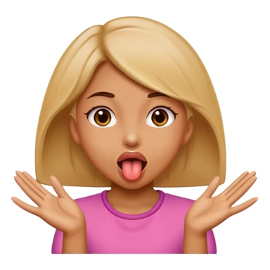 A girl pushing her hands out with her tongue out  sticker