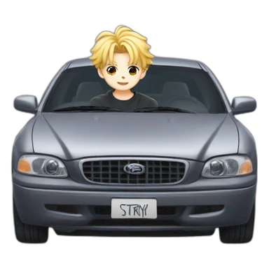 bangchan of stray kids on a car sticker