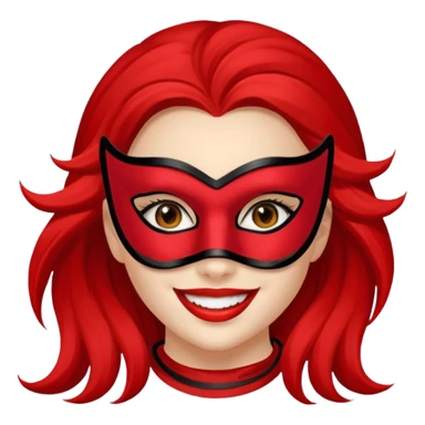 a beautiful girl wearing red mask sticker