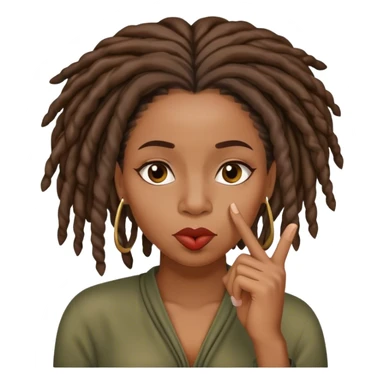 Black woman with locs shushing finger sticker