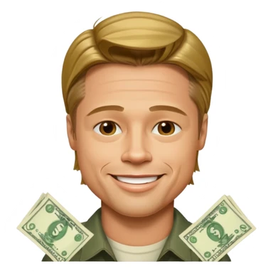 Bradd pitt with cash  sticker