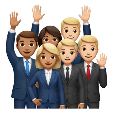 standing and saying goodbye a group of coworkers to right side sticker