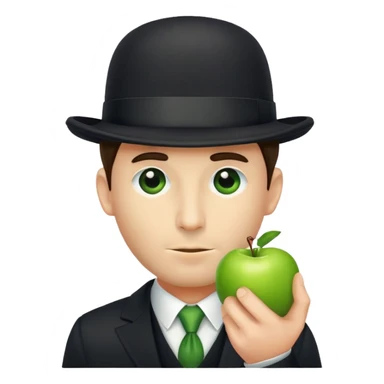 Magritte “the son of man” with green apple instead of head sticker