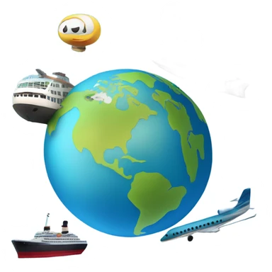 World globe with airplane cruise ship train sticker