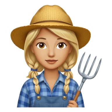 blonde farmer woman with pitchfork sticker