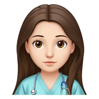 Brunette with long hair wearing patient hospital gown  sticker