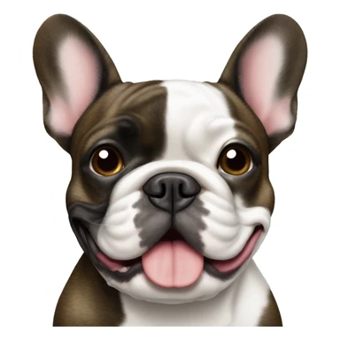 Brindle French bulldog with white mouth sticker